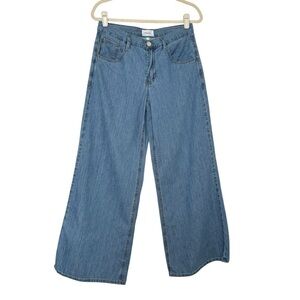 FRAME Le Mid Wide Leg Jean Happy Indigo Casual Coastal Modern Cut No Stretch 37